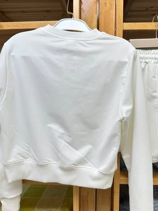 White ALO Long-Sleeve Top and Shorts — Size M - Picture 3 of 4